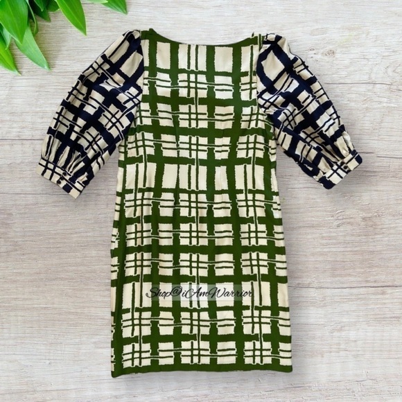 Anthropologie Maeve NWT silk windowpane elbow sleeve shift dress shop@iamwarrior - Picture 4 of 11